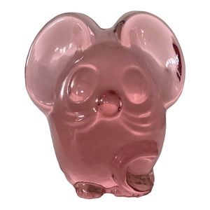 Tiara Solid Glass Mouse Single Bookend Paperweight Dusty Rose MCM Vintage EUC